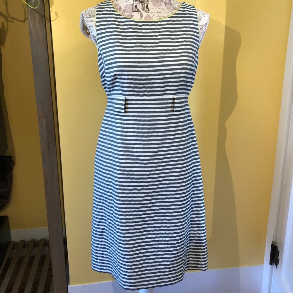 Ann Taylor Loft gray white empire waist dress - Picture 2 of 9